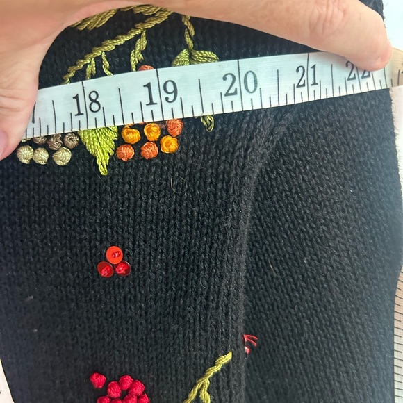 Cottagecore Victoria Harbour Crochet Embroidered Fall Leaves Sweater Cardigan S - Picture 8 of 9